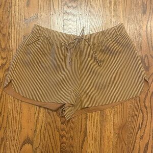 NWT Zara brown white stripe lounge pajama shorts, size S